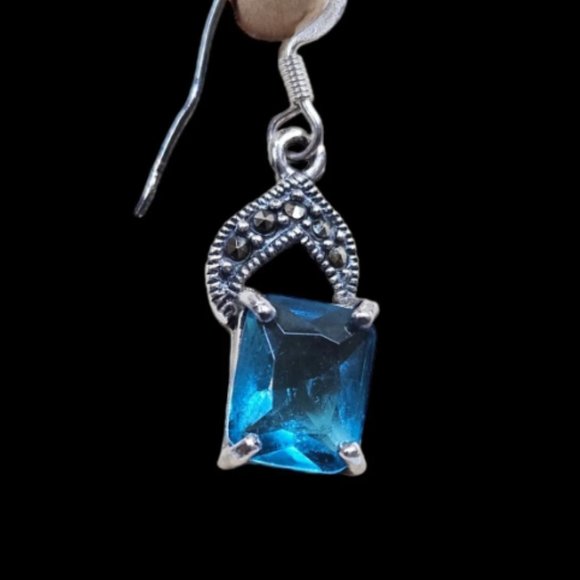 Vintage Sterling Silver Gemstone Earrings 925 - Picture 2 of 5